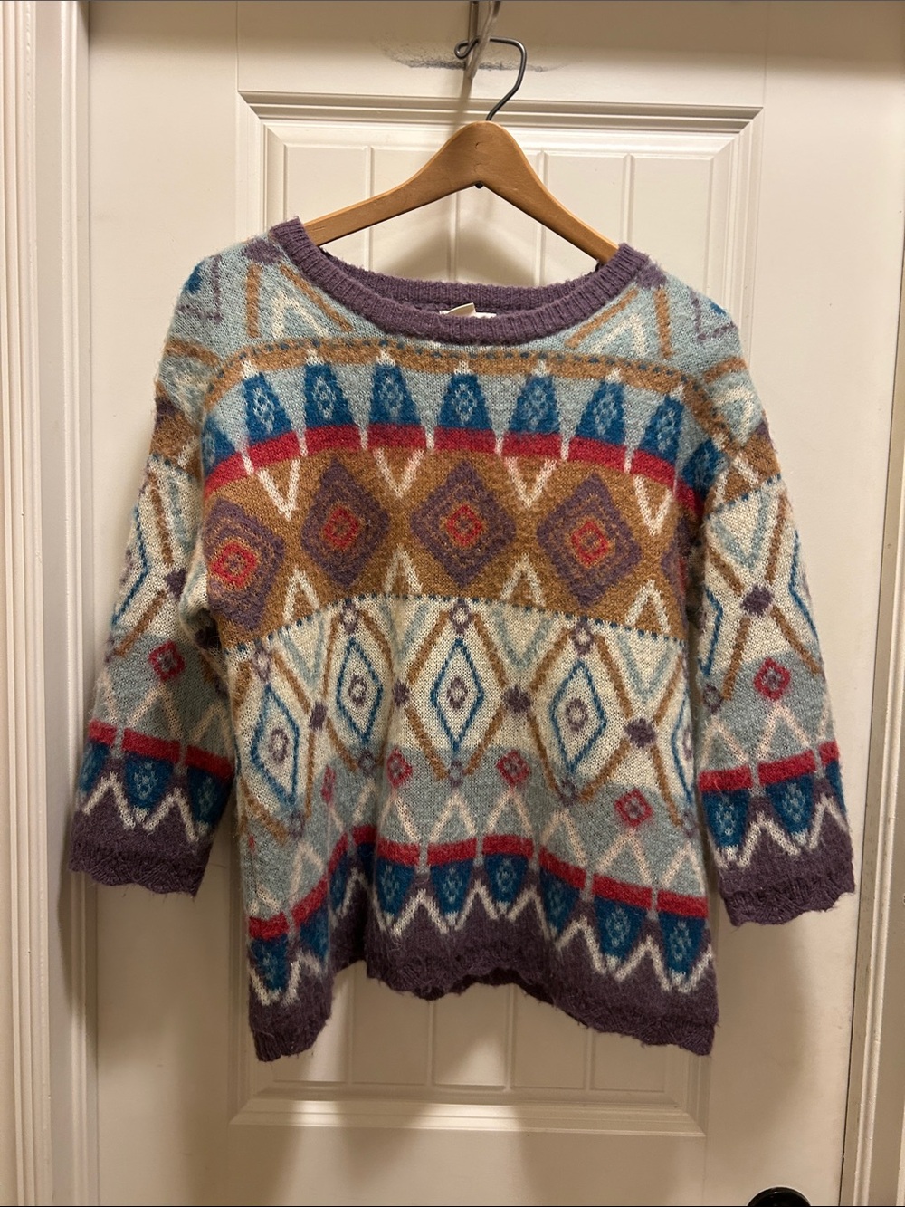 SUNDANCE Cozy Aztec Southwest Pattern mohair Pullover Sweater - Multi